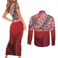 Malo e lelei Tonga Couples Matching Short Sleeve Bodycon Dress and Long Sleeve Button Shirt Ngatu Tokelau Feletoa Fata Traditional Polynesian Pattern LT9 - Polynesian Pride