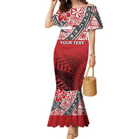 Malo e lelei Tonga Family Matching Mermaid Dress and Hawaiian Shirt Ngatu Tokelau Feletoa Fata Traditional Polynesian Pattern LT9 Mom's Dress Red - Polynesian Pride