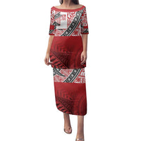 Malo e lelei Tonga Family Matching Puletasi and Hawaiian Shirt Ngatu Tokelau Feletoa Fata Traditional Polynesian Pattern LT9 Mom's Dress Red - Polynesian Pride