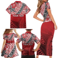 Malo e lelei Tonga Family Matching Short Sleeve Bodycon Dress and Hawaiian Shirt Ngatu Tokelau Feletoa Fata Traditional Polynesian Pattern LT9 - Polynesian Pride