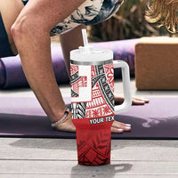 Malo e lelei Tonga Tumbler With Handle Ngatu Tokelau Feletoa Fata Traditional Polynesian Pattern