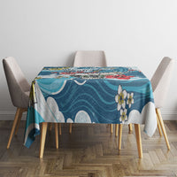 Hawaii Santa Skeleton Surfing Personalized Tablecloth Mele Kalikimaka i Iulai!