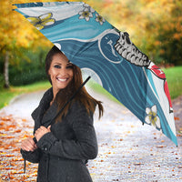 Hawaii Santa Skeleton Surfing Personalized Umbrella Mele Kalikimaka i Iulai!