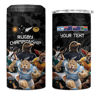 Custom Rugby Southern Hemisphere 4 in 1 Can Cooler Tumbler Argentina AUNZ South Africa Mascot Black LT9 One Size: 16 oz Black - Polynesian Pride