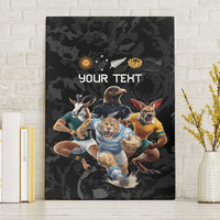 Custom Rugby Southern Hemisphere Canvas Wall Art Argentina AUNZ South Africa Mascot Black - Polynesian Pride