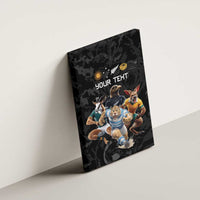 Custom Rugby Southern Hemisphere Canvas Wall Art Argentina AUNZ South Africa Mascot Black - Polynesian Pride