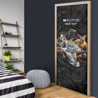 Custom Rugby Southern Hemisphere Door Cover Argentina AUNZ South Africa Mascot Black LT9 - Polynesian Pride