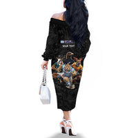 Custom Rugby Southern Hemisphere Family Matching Off The Shoulder Long Sleeve Dress and Hawaiian Shirt Argentina AUNZ South Africa Mascot Black LT9 - Polynesian Pride