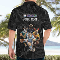 Custom Rugby Southern Hemisphere Hawaiian Shirt Argentina AUNZ South Africa Mascot Black LT9 - Polynesian Pride