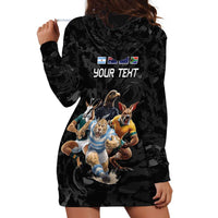 Custom Rugby Southern Hemisphere Hoodie Dress Argentina AUNZ South Africa Mascot Black LT9 - Polynesian Pride