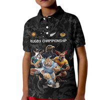 Custom Rugby Southern Hemisphere Kid Polo Shirt Argentina AUNZ South Africa Mascot Black LT9 Kid Black - Polynesian Pride