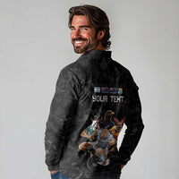 Custom Rugby Southern Hemisphere Long Sleeve Polo Shirt Argentina AUNZ South Africa Mascot Black LT9 - Polynesian Pride