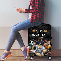 Custom Rugby Southern Hemisphere Luggage Cover Argentina AUNZ South Africa Mascot Black LT9 - Polynesian Pride