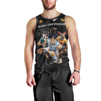Custom Rugby Southern Hemisphere Men Tank Top Argentina AUNZ South Africa Mascot Black - Polynesian Pride