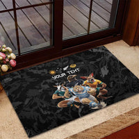 Custom Rugby Southern Hemisphere Rubber Doormat Argentina AUNZ South Africa Mascot Black - Polynesian Pride