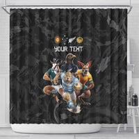 Custom Rugby Southern Hemisphere Shower Curtain Argentina AUNZ South Africa Mascot Black LT9 - Polynesian Pride