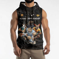 Custom Rugby Southern Hemisphere Sleeveless Hoodie Argentina AUNZ South Africa Mascot Black LT9 - Polynesian Pride