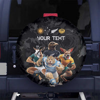 Custom Rugby Southern Hemisphere Spare Tire Cover Argentina AUNZ South Africa Mascot Black LT9 No hole Black - Polynesian Pride