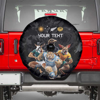 Custom Rugby Southern Hemisphere Spare Tire Cover Argentina AUNZ South Africa Mascot Black LT9 - Polynesian Pride