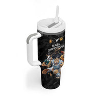 Custom Rugby Southern Hemisphere Tumbler With Handle Argentina AUNZ South Africa Mascot Black LT9 - Polynesian Pride