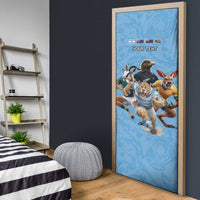 Custom Rugby Southern Hemisphere Door Cover Argentina AUNZ South Africa Mascot Blue LT9 - Polynesian Pride
