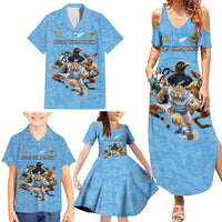 Custom Rugby Southern Hemisphere Family Matching Summer Maxi Dress and Hawaiian Shirt Argentina AUNZ South Africa Mascot Blue LT9 - Polynesian Pride
