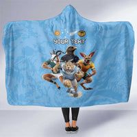 Custom Rugby Southern Hemisphere Hooded Blanket Argentina AUNZ South Africa Mascot Blue LT9 One Size Blue - Polynesian Pride