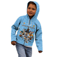 Custom Rugby Southern Hemisphere Kid Hoodie Argentina AUNZ South Africa Mascot Blue LT9 - Polynesian Pride