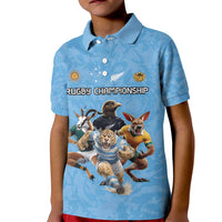 Custom Rugby Southern Hemisphere Kid Polo Shirt Argentina AUNZ South Africa Mascot Blue LT9 Kid Blue - Polynesian Pride