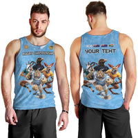 Custom Rugby Southern Hemisphere Men Tank Top Argentina AUNZ South Africa Mascot Blue - Polynesian Pride