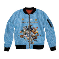 Custom Rugby Southern Hemisphere Sleeve Zip Bomber Jacket Argentina AUNZ South Africa Mascot Blue - Polynesian Pride