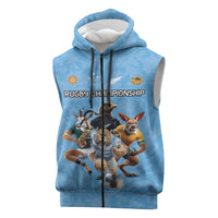 Custom Rugby Southern Hemisphere Sleeveless Zip Hoodie Argentina AUNZ South Africa Mascot Blue LT9 Blue - Polynesian Pride