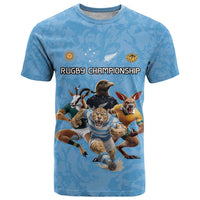 Custom Rugby Southern Hemisphere T Shirt Argentina AUNZ South Africa Mascot Blue LT9 Blue - Polynesian Pride