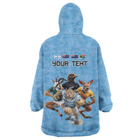 Custom Rugby Southern Hemisphere Wearable Blanket Hoodie Argentina AUNZ South Africa Mascot Blue LT9 - Polynesian Pride