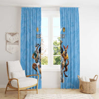 Custom Rugby Southern Hemisphere Window Curtain Argentina AUNZ South Africa Mascot Blue - Polynesian Pride