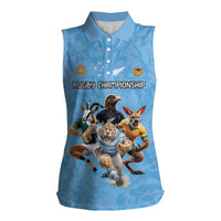 Custom Rugby Southern Hemisphere Women Sleeveless Polo Shirt Argentina AUNZ South Africa Mascot Blue LT9 Female Blue - Polynesian Pride