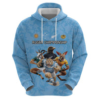 Custom Rugby Southern Hemisphere Zip Hoodie Argentina AUNZ South Africa Mascot Blue LT9 - Polynesian Pride