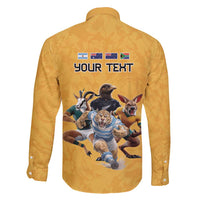 Custom Rugby Southern Hemisphere Family Matching Tank Maxi Dress and Hawaiian Shirt Argentina AUNZ South Africa Mascot Gold LT9 - Polynesian Pride