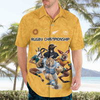 Custom Rugby Southern Hemisphere Hawaiian Shirt Argentina AUNZ South Africa Mascot Gold LT9 - Polynesian Pride