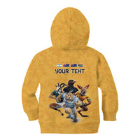Custom Rugby Southern Hemisphere Kid Hoodie Argentina AUNZ South Africa Mascot Gold LT9 - Polynesian Pride