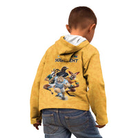 Custom Rugby Southern Hemisphere Kid Hoodie Argentina AUNZ South Africa Mascot Gold LT9 - Polynesian Pride