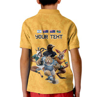 Custom Rugby Southern Hemisphere Kid Polo Shirt Argentina AUNZ South Africa Mascot Gold LT9 - Polynesian Pride