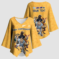 Custom Rugby Southern Hemisphere Kimono Sleeve Blouse Argentina AUNZ South Africa Mascot Gold LT9 - Polynesian Pride