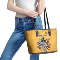 Custom Rugby Southern Hemisphere Leather Tote Bag Argentina AUNZ South Africa Mascot Gold LT9 - Polynesian Pride