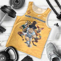 Custom Rugby Southern Hemisphere Men Tank Top Argentina AUNZ South Africa Mascot Gold - Polynesian Pride