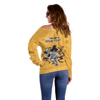 Custom Rugby Southern Hemisphere Off Shoulder Sweater Argentina AUNZ South Africa Mascot Gold LT9 - Polynesian Pride