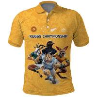 Custom Rugby Southern Hemisphere Polo Shirt Argentina AUNZ South Africa Mascot Gold LT9 Gold - Polynesian Pride