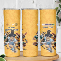 Custom Rugby Southern Hemisphere Skinny Tumbler Argentina AUNZ South Africa Mascot Gold LT9 - Polynesian Pride