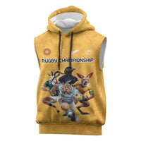 Custom Rugby Southern Hemisphere Sleeveless Hoodie Argentina AUNZ South Africa Mascot Gold LT9 Gold - Polynesian Pride
