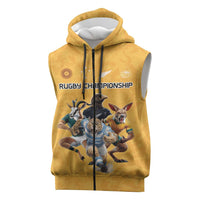 Custom Rugby Southern Hemisphere Sleeveless Zip Hoodie Argentina AUNZ South Africa Mascot Gold LT9 Gold - Polynesian Pride